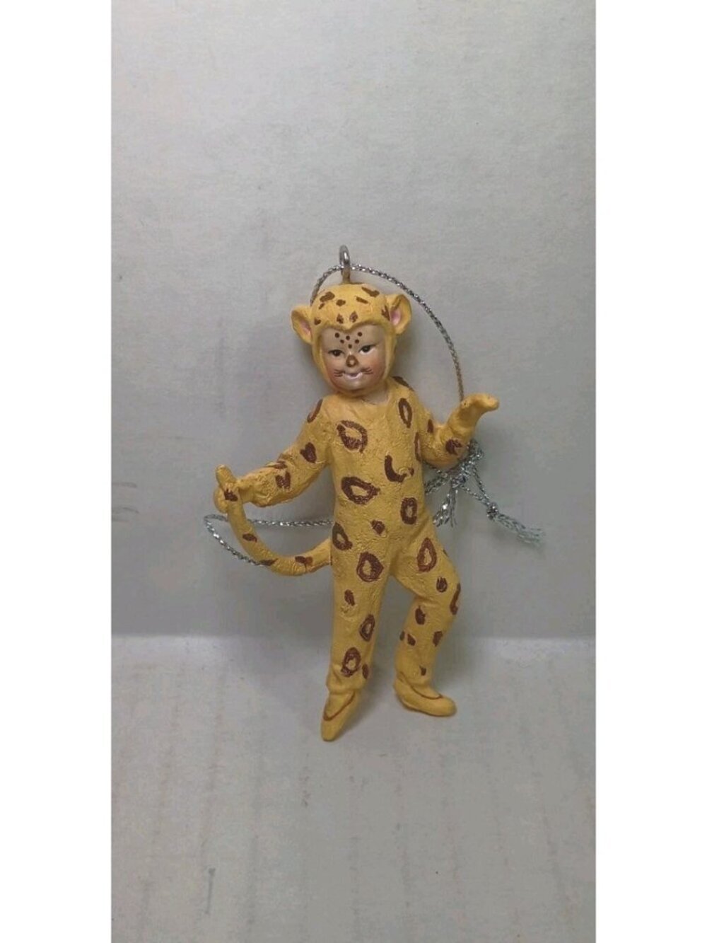 Vintage Rare Cheetah Kid Costume Christmas Ornament